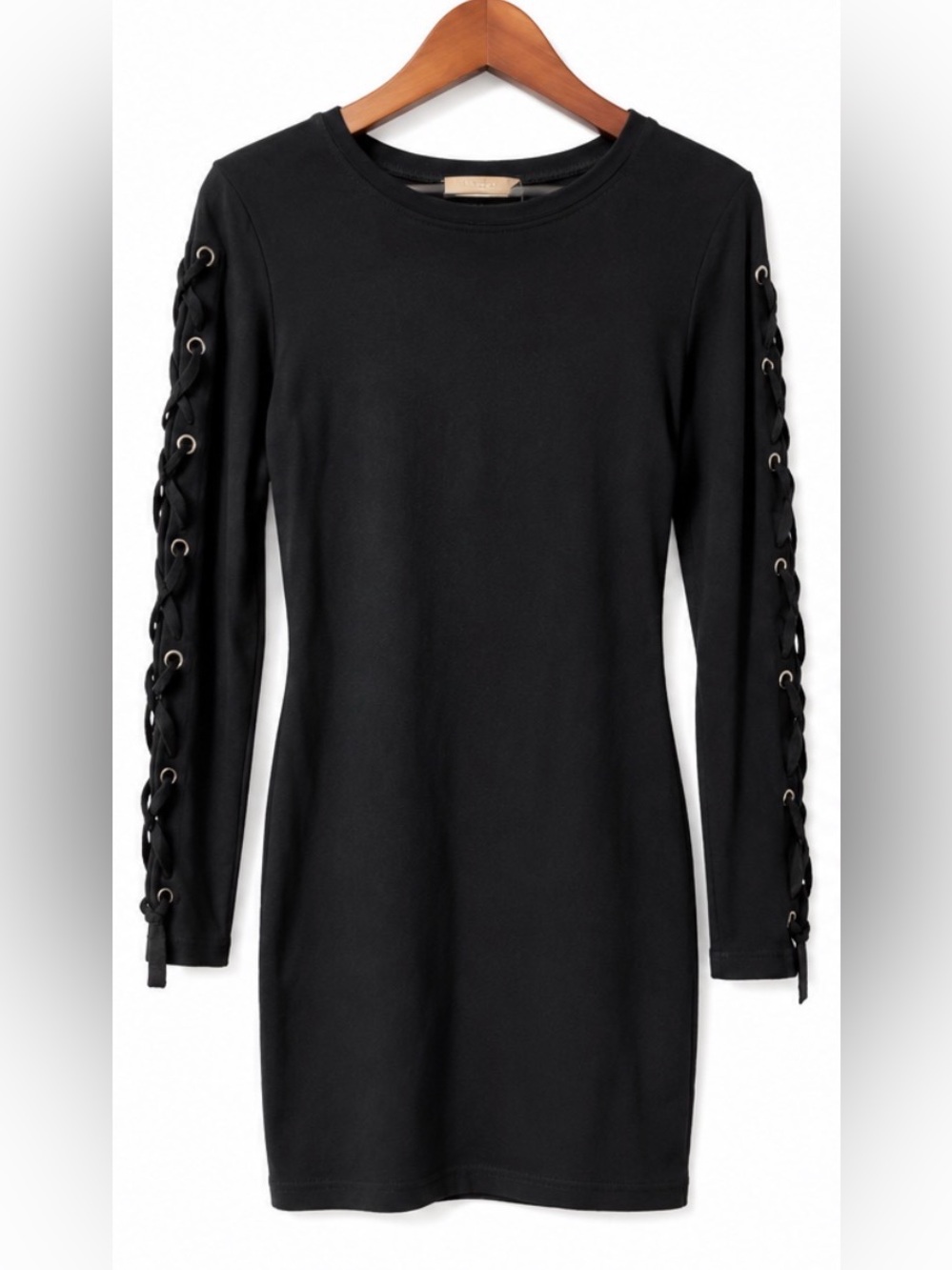 Kendall & Kylie Black Long Sleeve Lace-Up Sleeve Dress